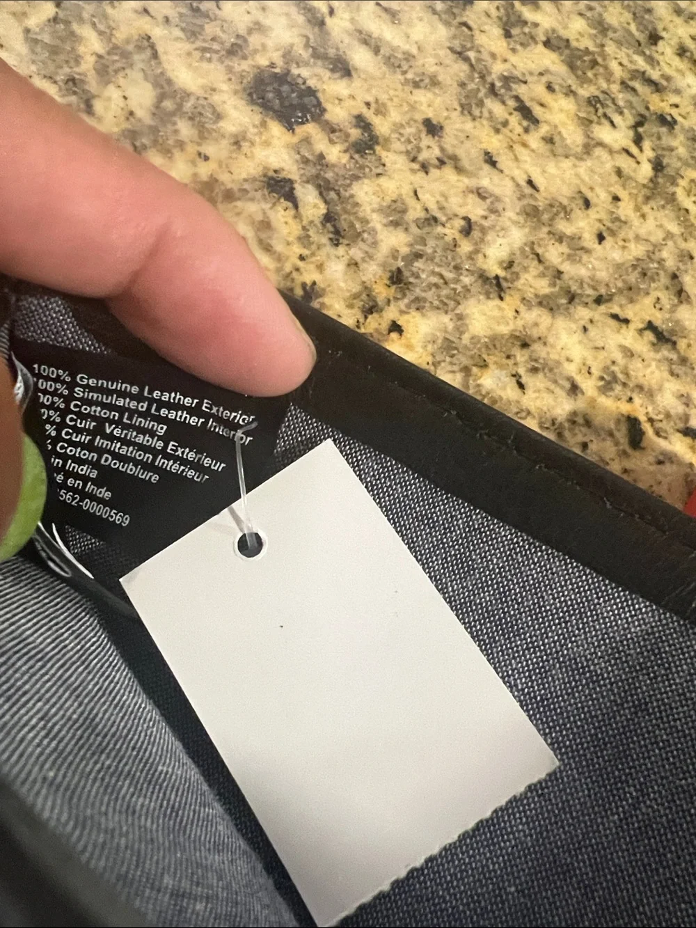 #2580**True Religion Black Leather Bifold Wallet with Red Stitching